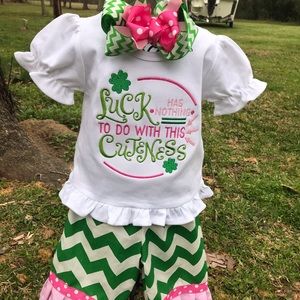 Ruffle pant/shirt set with bow  0/3 month - 4t